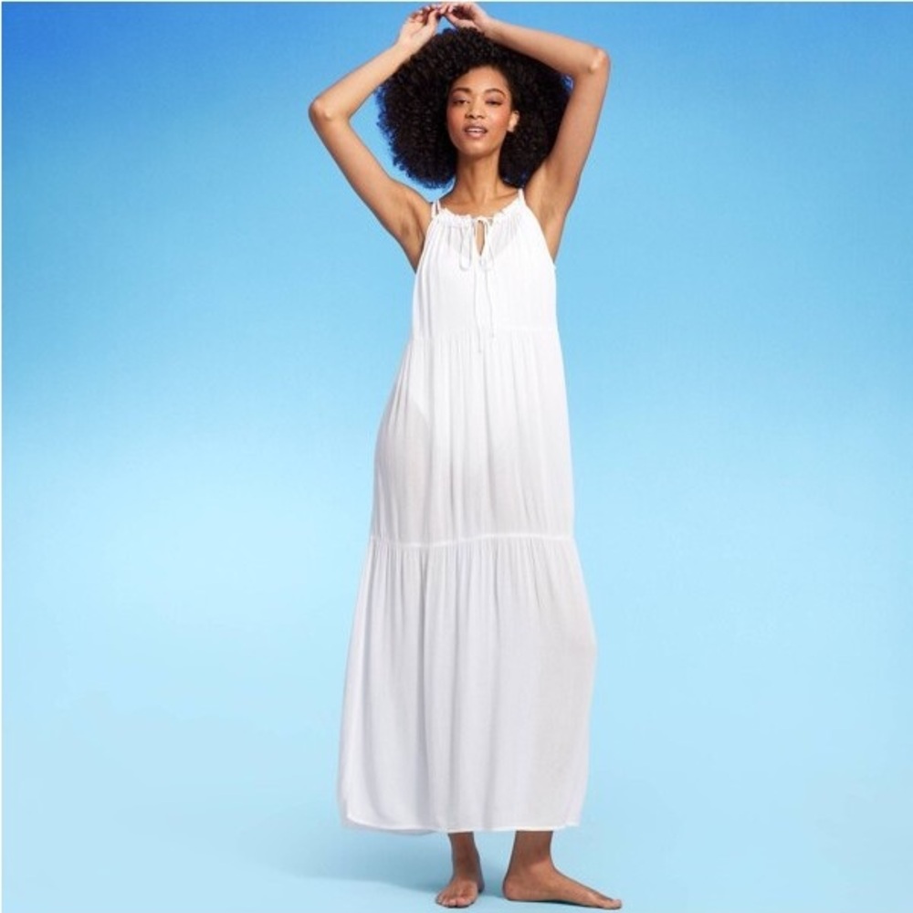 Women's Tiered Cover Up Maxi Dress - Shade & Shore White XS